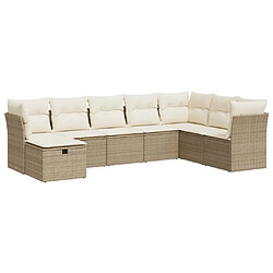 vidaXL Salon de jardin avec coussins 8 pcs beige résine tressée