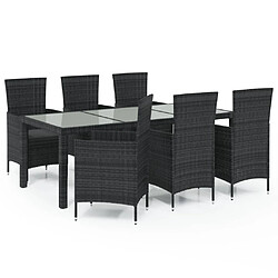 vidaXL Salon de jardin 7 pcs avec coussins résine tressée noir