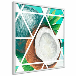 Paris Prix Affiche Murale Encadrée Tropical Mosaic with Coconut 20 x 20 cm Blanc