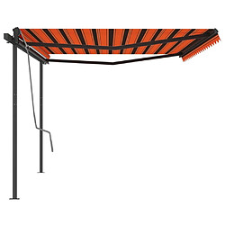 Acheter vidaXL Auvent rétractable automatique et poteaux 5x3m Orange et marron