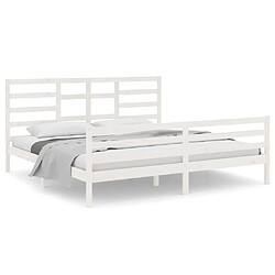 vidaXL Cadre de lit sans matelas blanc bois massif 200x200 cm