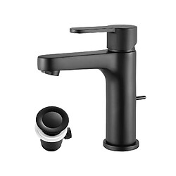 CECIPA MAX Robinet de Salle de Bain Noir Avec Vidange Automatique, Mitigeur de lavabo pour Salle de Bain, Hauteur du Bec 112 mm