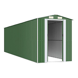 Helloshop26 Abri de jardin cabane cabanon maison de stockage remise extérieur hangar outils robuste 192 x 772 x 223 cm acier galvanisé vert 02_0022368