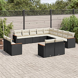 Maison Chic Salon de jardin avec coussins 13 pcs, Ensemble Tables et chaises de jardin, noir résine tressée -GKD116942