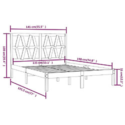 vidaXL Cadre de lit sans matelas blanc bois massif pas cher