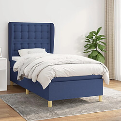 Maison Chic Lit adulte- Lit + matelas,Sommier à lattes de lit avec matelas Bleu 90x190 cm Tissu -GKD95391