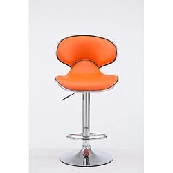 Decoshop26 Tabouret de bar chaise de bar hauteur réglable avec repose pieds en synthétique orange et métal 10_0000082