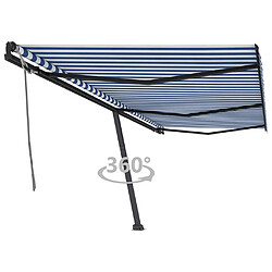 Maison Chic Auvent manuel rétractable,Store manuel de porte sur pied 600x350 cm Bleu/Blanc -GKD28764