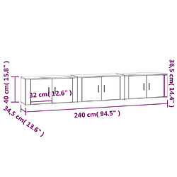 vidaXL Meubles TV muraux 3 pcs blanc brillant 80x34,5x40 cm pas cher