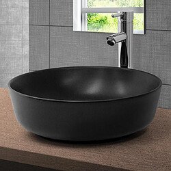 ML DESIGN MODERN LIVING Lavabo en céramique noir mat vasque à poser ovale pour salle de bain Ø415x135 mm