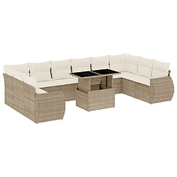 vidaXL Salon de jardin 11 pcs avec coussins beige résine tressée