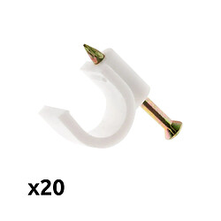 Lot de 20 crochets fixation Ø9mm - blanc - Zenitech