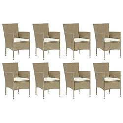 Avis Maison Chic Ensemble à manger d'extérieur 9 pcs avec coussins,Salon de jardin,Mobilier de jardin Poly rotin Beige -GKD185161