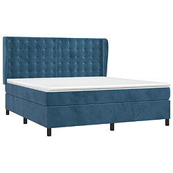 Avis Maison Chic Lit adulte- Lit + matelas,Sommier à lattes de lit et matelas Bleu foncé 180x200cm Velours -GKD18687