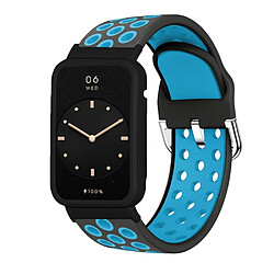 Bracelet en silicone bicolore pour Xiaomi Mi Band 7 Pro - Bleu noir/noir