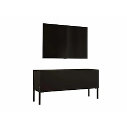 3XELIVING Meuble TV en couleur Noir mat / Noir brillant avec pieds droits en noir, D: l : 100 cm, H : 52 cm, P : 32 cm