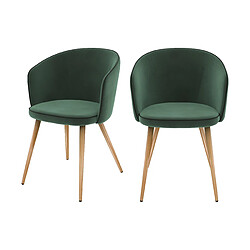 Rendez Vous Deco Chaise Chiara en velours vert (lot de 2)