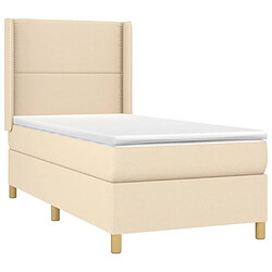 Avis Maison Chic Structures de lit + matelas,Lit à sommier tapissier avec matelas Crème 90x200 cm Tissu -MN77259