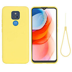 Coque en silicone Liquide de couleur unie avec sangle souple jaune pour votre Motorola Moto G Play (2021)