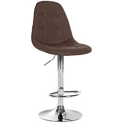 Decoshop26 Tabouret de bar x1 avec repose-pieds hauteur réglable pivotant assise en tissu marron cadre métallique chromé 10_0004843