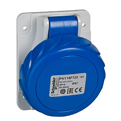 socle de prise inversée - pratika - 16a - ip67 - 220v - 2p+t - schneider electric pky16f723