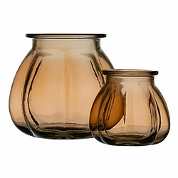 BigBuy Home Vase Caramel verre recyclé 18 x 18 x 16 cm