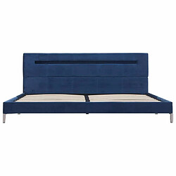 Maison Chic Lit adulte - Cadre de lit avec LED,Structure du lit Contemporain Bleu Tissu 180 x 200 cm -MN37115 pas cher