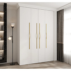 Abiks Meble Armoire à portes battantes Como 2 245,5/170/40 4 portes (blanc/doré)