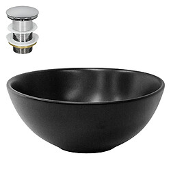 Lavabo avec vidage sans trop-plein Ø 28x15 cm noir en céramique ML-Design