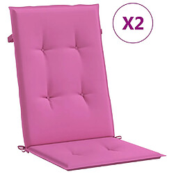 vidaXL Coussins de chaise de jardin à dossier haut lot de 2 rose tissu