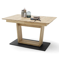 Pegane Table à manger extensible en chêne sauvage et noir - L.180-225 x H.77 x P.90 cm