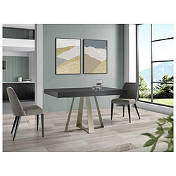 Inside 75 Table repas extensible CROSS 10 couverts 160/254x90cm pied métal plateau céramique noir