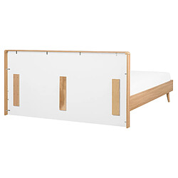 Beliani Lit double blanc et bois clair 160 x 200 cm SERRIS pas cher