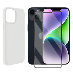 Coque de protection souple silicone Blanc + verre trempé pour iPhone 14 Plus -Visiodirect -