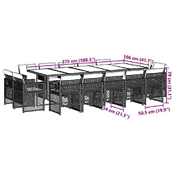 vidaXL Ensemble à manger de jardin et coussins 15 pcs gris clair rotin pas cher