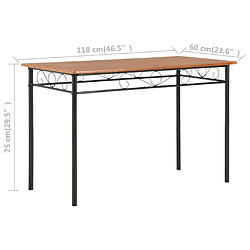 vidaXL Ensemble de salle à manger 5 pcs MDF et acier Marron pas cher