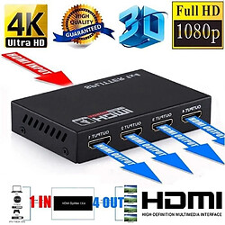 I® Letouch Convertisseur TV HDMI Splitter 4 ports 1080p 4K pour Distributeur 3D Full HD 1 in 4 out Couleur: noir