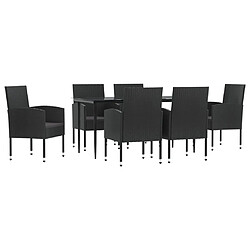 vidaXL Ensemble à manger de jardin 7 pcs noir résine tressée et acier