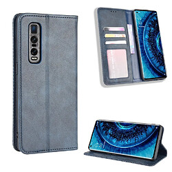 Etui en PU style vintage bleu pour votre Oppo Find X2 Pro