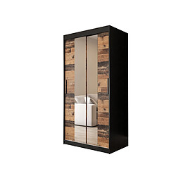 Abiks Meble Armoire Old St T1 à portes coulissantes 200/100/62 2 portes (noir/marron)