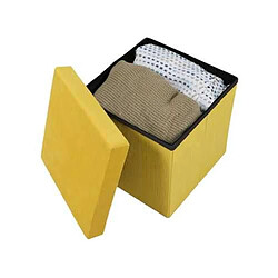 Urban Living Pouf de rangement pliable Kube en velours côtelé - Jaune