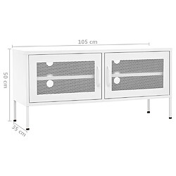 vidaXL Meuble TV Blanc 105x35x50 cm Acier pas cher