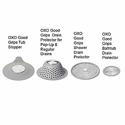 Avis OXO Good Grips, Filtre pour bonde de baignoire, Bonde de baignoire en acier inoxydable, Gris