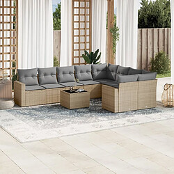 Maison Chic Salon de jardin avec coussins 10 pcs | Ensemble de Table et chaises | Mobilier d'Extérieur beige résine tressée -GKD44001