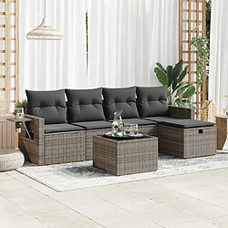 vidaXL Salon de jardin 6 pcs avec coussins gris résine tressée