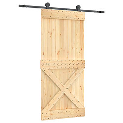 vidaXL Porte coulissante et kit de quincaillerie 95x210 cm pin massif