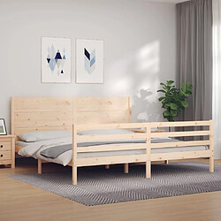 Avis Maison Chic Cadre/structure de lit avec tête de lit pour adulte - Lit Moderne Chambre Super King bois massif -MN49914