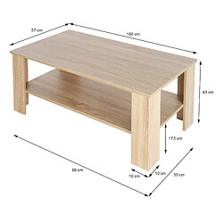 Ecd Germany Table basse de salon table d'appoint élégante moderne Sonoma chêne 100x43x57 cm pas cher