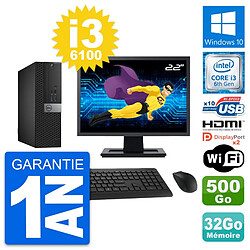 PC Dell 5040 SFF Ecran 22" i3-6100 RAM 32Go Disque 500Go HDMI Windows 10 Wifi - Occasion