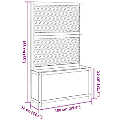 vidaXL Jardinière avec treillis 100x32x165 cm bois massif d'acacia pas cher